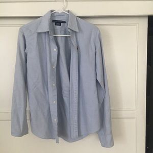 RALPH LAUREN BLUE BUTTON UP SLIM FIT